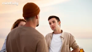 three people engaged in a meaningful conversation