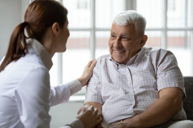 Older man getting TMS covered by Medicare in Fairfield OH for affordable TMS near me