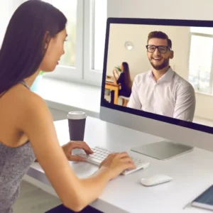 Person having an online therapy session