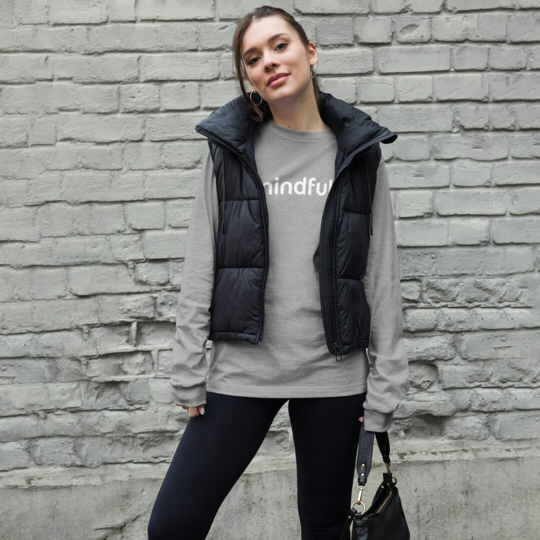 Mindfully White Logo Unisex Long Sleeve Tee