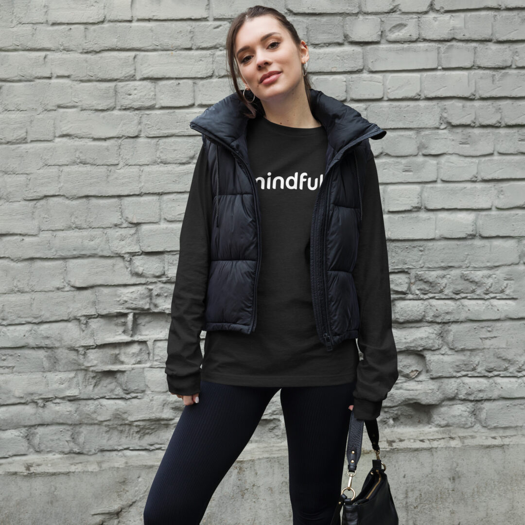 Mindfully White Logo Unisex Long Sleeve Tee - Image 2