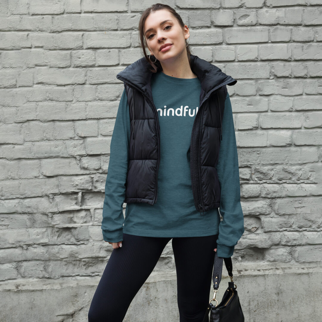Mindfully White Logo Unisex Long Sleeve Tee - Image 9
