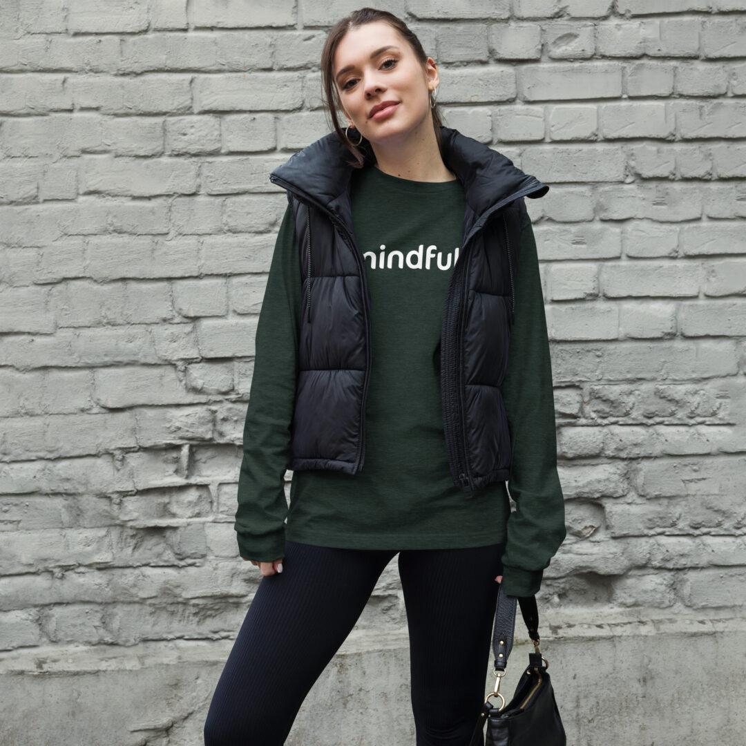Mindfully White Logo Unisex Long Sleeve Tee - Image 5