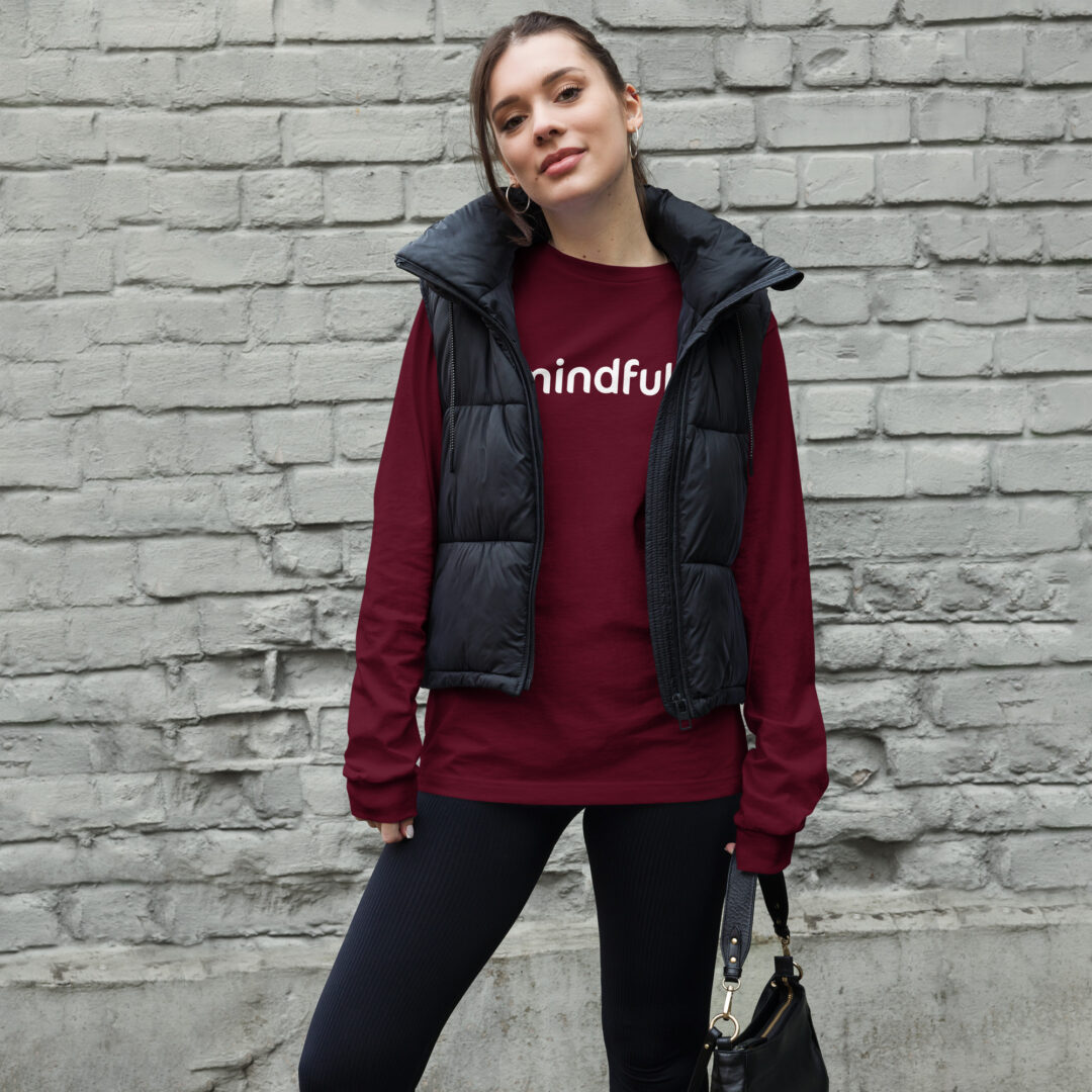 Mindfully White Logo Unisex Long Sleeve Tee - Image 4