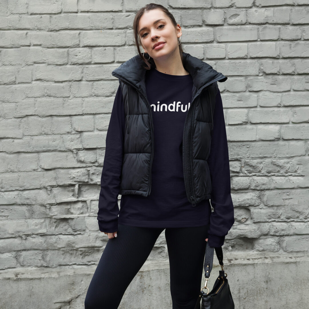 Mindfully White Logo Unisex Long Sleeve Tee - Image 3