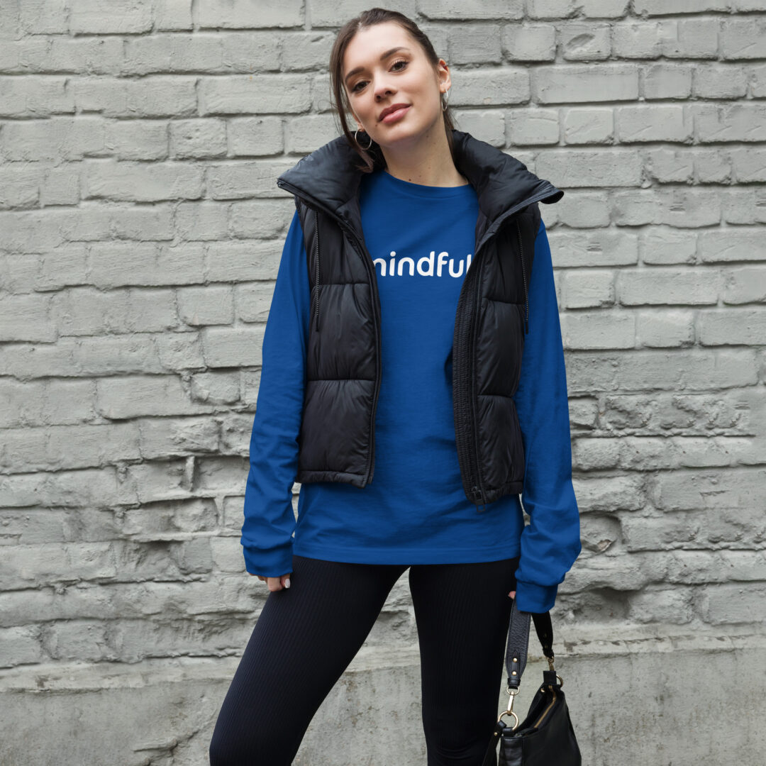 Mindfully White Logo Unisex Long Sleeve Tee - Image 7