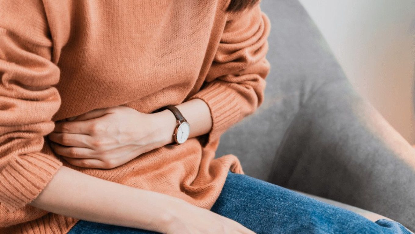 A woman sitting on a couch