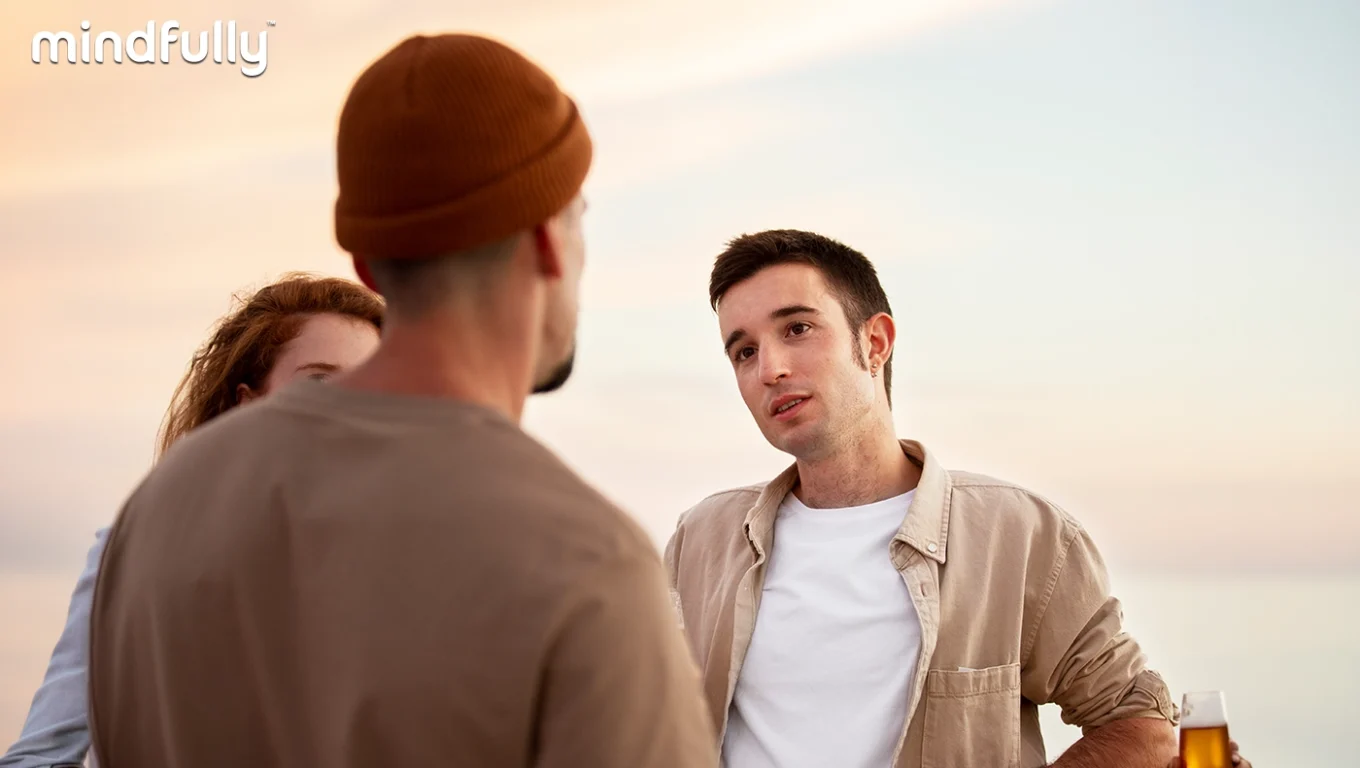 three people engaged in a meaningful conversation