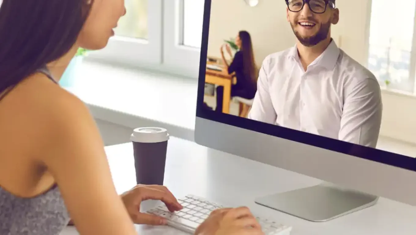 Person having an online therapy session