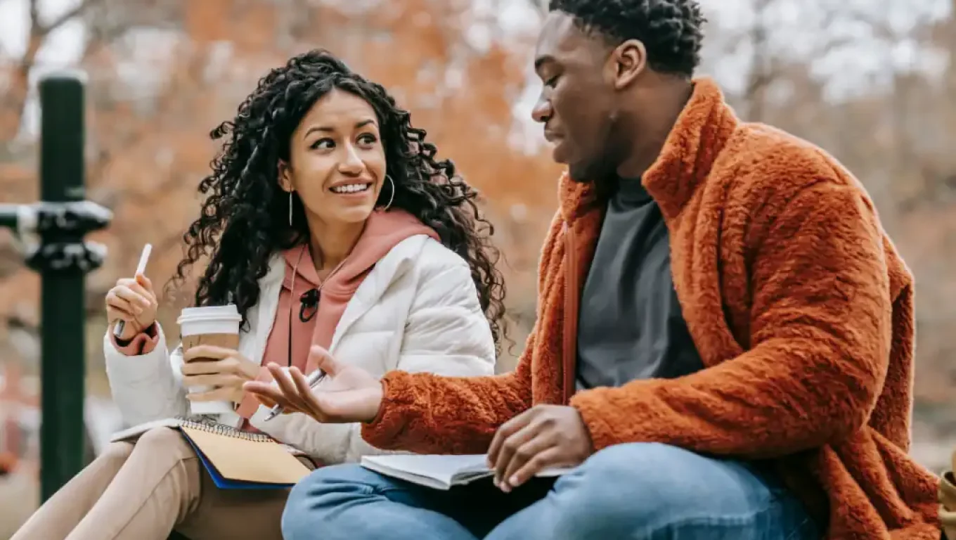 Two people engaged in a meaningful conversation